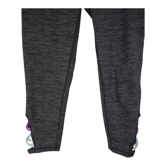 Gaiam Om Yoga Capri Leggings Gray Medium Auqa Purple Side Detail - Picture 8 of 10